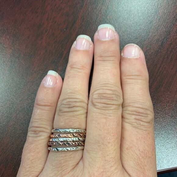 Ring, Stacking Sterling & Copper rings (5) NEW, Handmade - Picture 1 of 5
